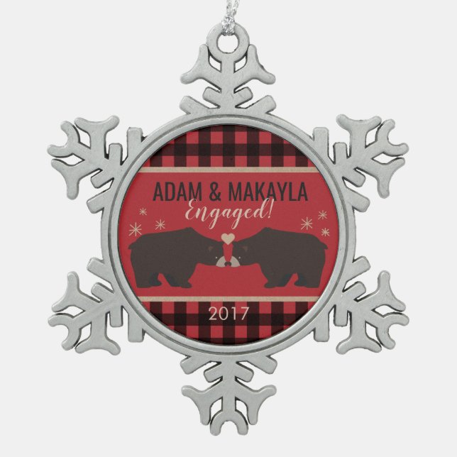 Personalised Plaid Engagement Ornament (Front)