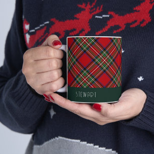 Personalised Plaid Holiday Rustic Stewart Tartan Two-Tone Coffee Mug
