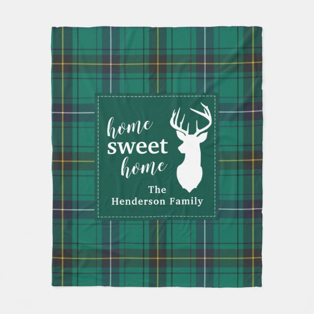 Personalised Plaid Holiday Tartan Clan Henderson Fleece Blanket (Front)