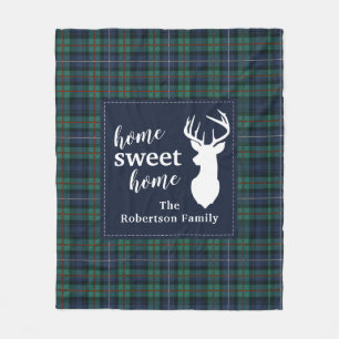 Personalised Plaid Holiday Tartan Clan Robertson Fleece Blanket