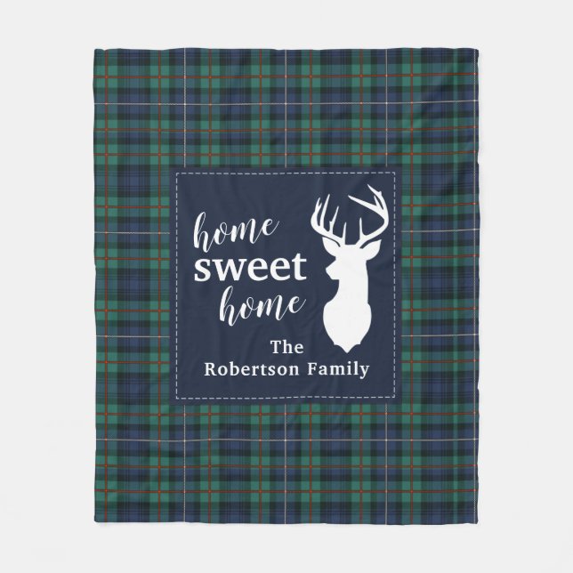 Personalised Plaid Holiday Tartan Clan Robertson Fleece Blanket (Front)