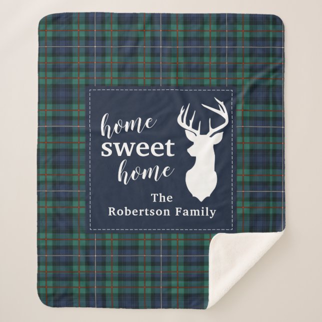 Personalised Plaid Holiday Tartan Clan Robertson Sherpa Blanket (Front)