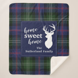 Personalised Plaid Holiday Tartan Clan Sutherland Sherpa Blanket