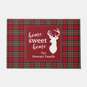 Personalised Plaid Holiday Tartan Red Clan Stewart Doormat