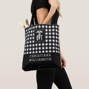 Personalised Plaid Pattern OT Occupational Therapy Tote Bag