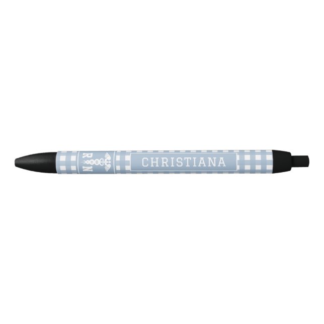 Personalised Plaid Pattern RN Registered Nurse Black Ink Pen (Front)