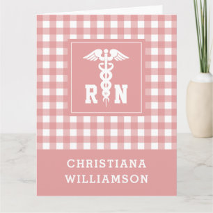 Personalised Plaid Pattern RN Registered Nurse Card
