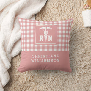 Personalised Plaid Pattern RN Registered Nurse Cushion