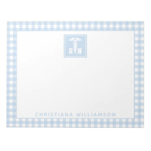 Personalised Plaid Pattern RN Registered Nurse Notepad
