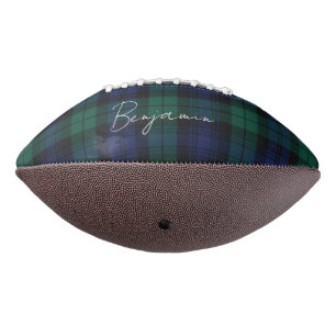 Personalised Plaid Script Green Tartan Custom American Football
