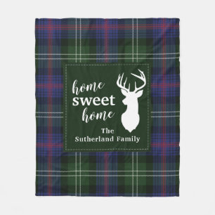 Personalised Plaid Sweet Home Sutherland Tartan Fleece Blanket