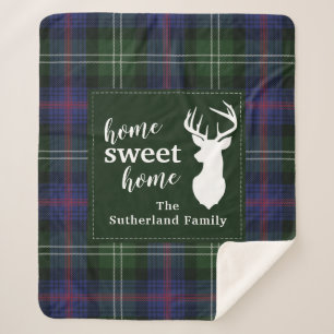 Personalised Plaid Sweet Home Sutherland Tartan Sherpa Blanket