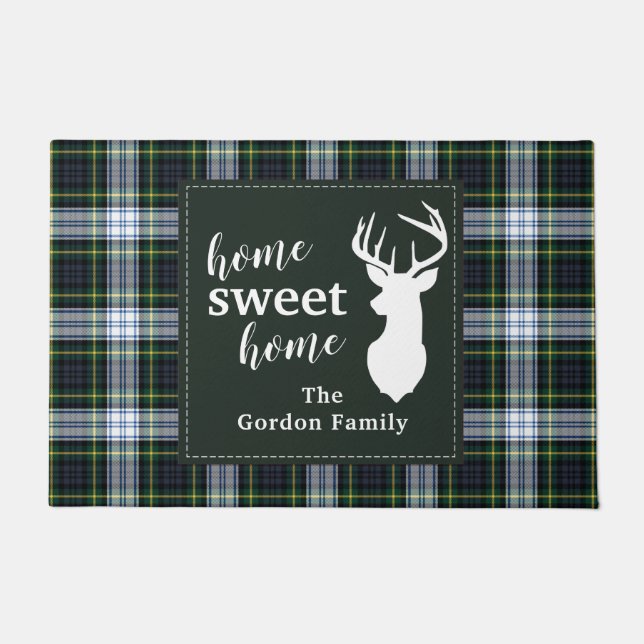 Personalised Plaid Sweet Home Tartan Clan Gordon Doormat (Front)
