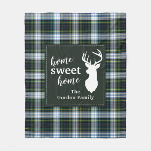 Personalised Plaid Sweet Home Tartan Clan Gordon Fleece Blanket
