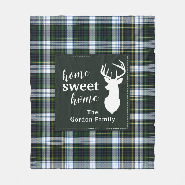 Personalised Plaid Sweet Home Tartan Clan Gordon Fleece Blanket (Front)