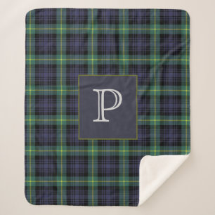 Personalised Plaid Tartan Chequered Monogrammed Sherpa Blanket
