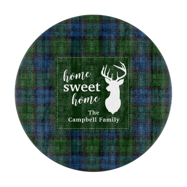 Personalised Plaid Tartan Clan Campbell Military Cutting Board (Front)
