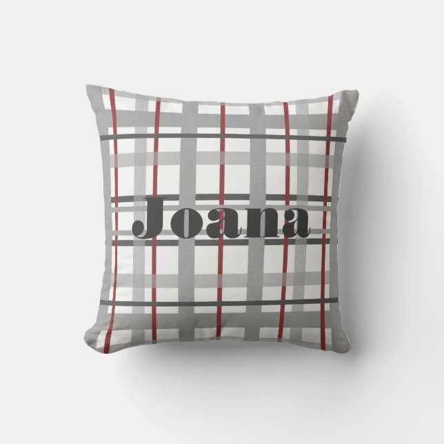 Personalised Plaid Throw Pillow (Front)