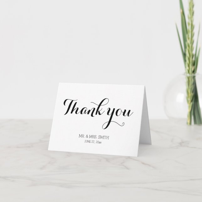 Personalised Plain White Wedding Thank You Cards (Front)