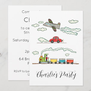 Personalised Plane, Train and Car Invitation