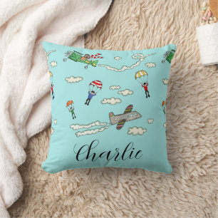 Personalised Planes and Parachutes Cushion