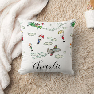 Personalised Planes and Parachutes Cushion