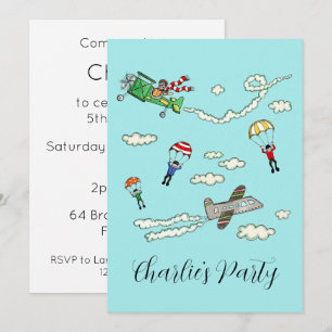 Personalised Planes and Parachutes Invitation