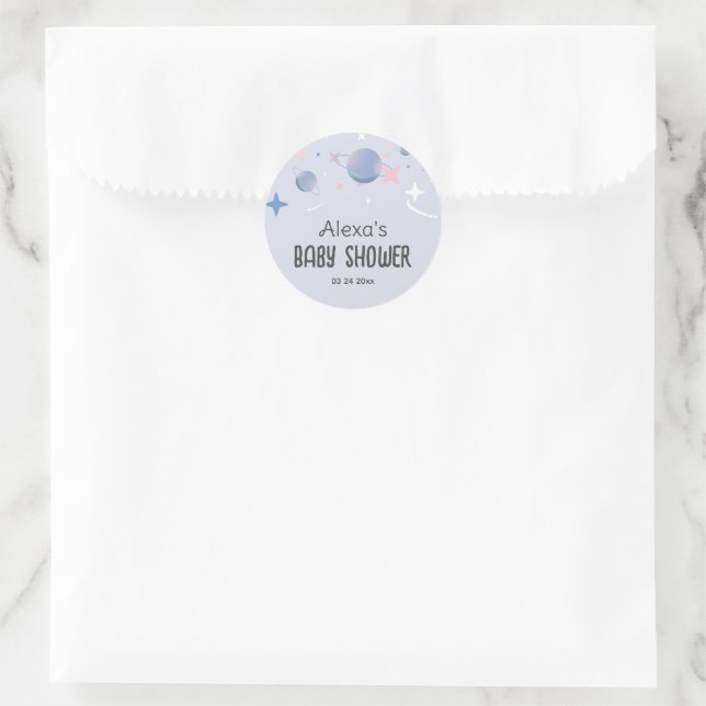 personalised planet and star Round Sticker (Bag)