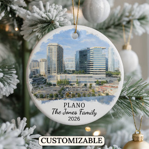 Personalised Plano Ornament, Custom Texas Ceramic Tree Decoration