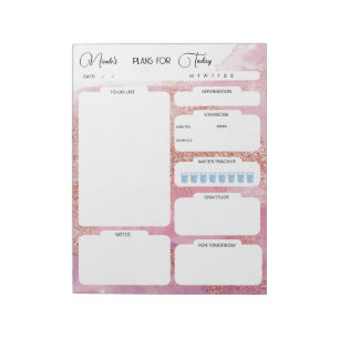 Personalised Plans For Today Pink Daily Planner Notepad