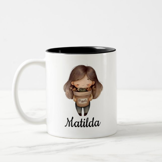 Personalised Plant lover design  Two-Tone Coffee Mug (Left)