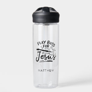 Personalised Play Bass Guitar For Jesus Christian Water Bottle