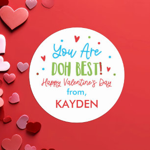 Personalised Play Doh Valentine Day Treat Classic Round Sticker