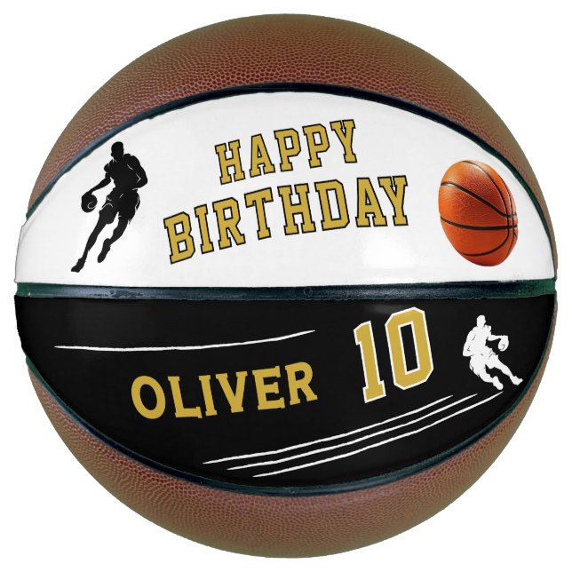 Personalised Player Silhouette Happy Birthday Basketball (Front)