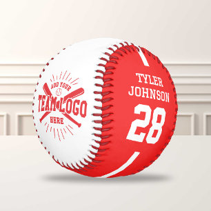 Personalised Player Team Logo Red Baseball