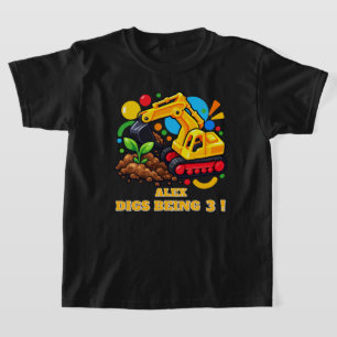 Personalised playful excavator Birthday T-Shirt