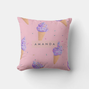 Personalised Playful Pastel Ice Cream Cone Style Cushion