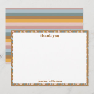 Personalised Playful Retro Earthy Baby Shower Thank You Card