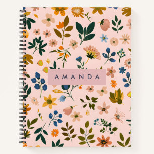 Personalised Playful Wildflower in Peach Notebook