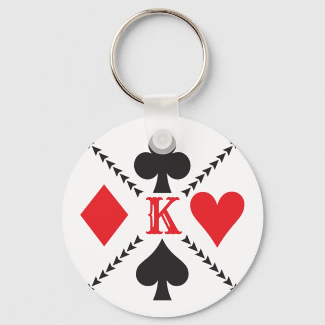 Personalised Playing Card Suit Symbol Poker Key Ring (Front)