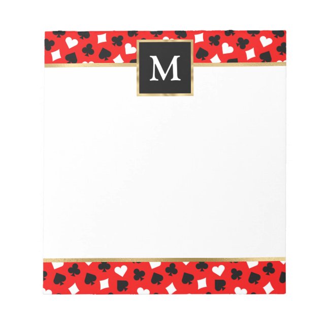 Personalised Playing Card Suits with Gold  Notepad (Front)