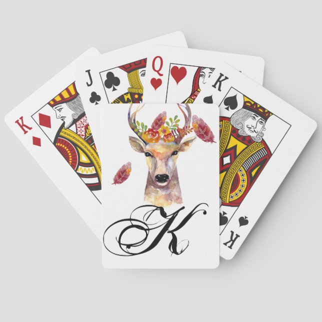 Personalised Playing Cards boho deer Buck Head Bro (Back)