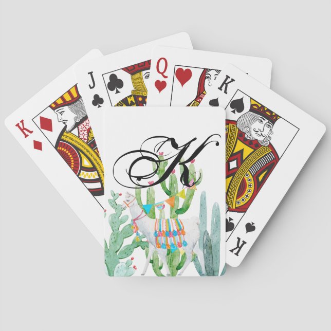 Personalised Playing Cards Boho Llama Bohemian Cac (Back)