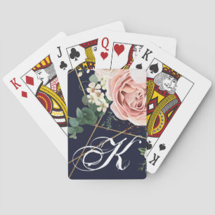 Personalised Playing Cards Geometric Garden Navy