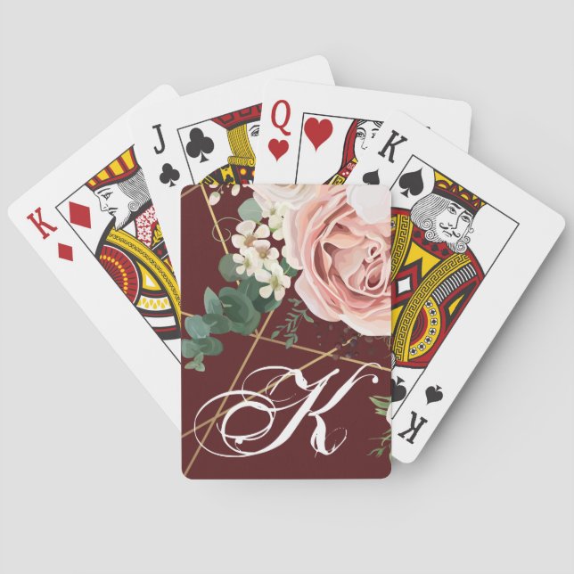 Personalised Playing Cards Geometric Garden Wine (Back)