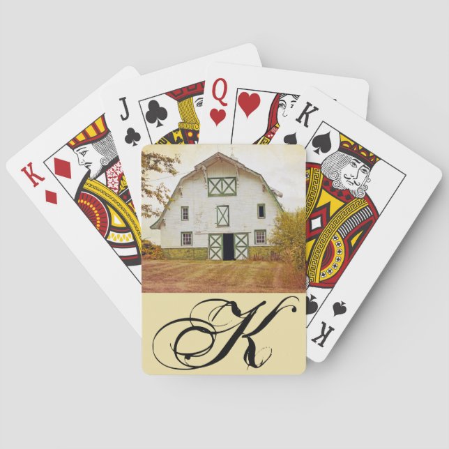 Personalised Playing Cards Sunset Barn Country Rus (Back)