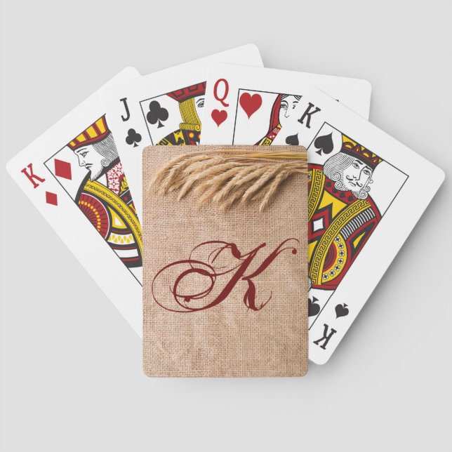 Personalised Playing Cards Wheat on Burlap Sack Co (Back)