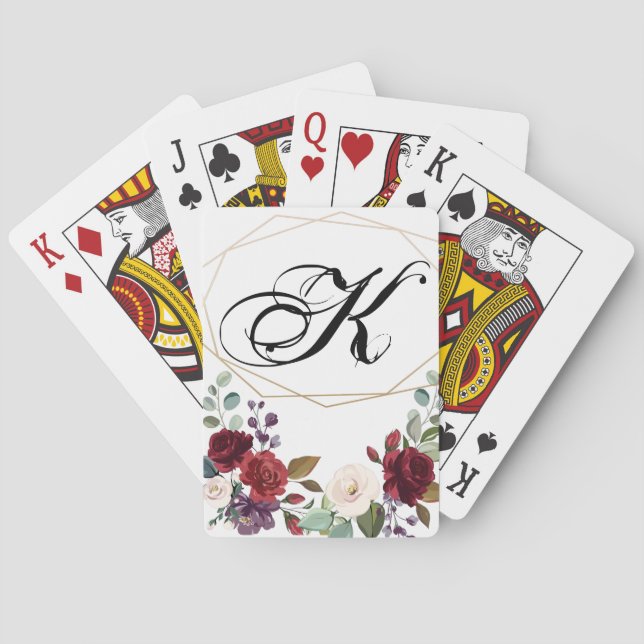 Personalised Playing Cards White Roses Gold (Back)