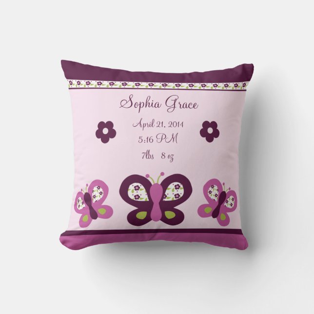 Personalised Plum Butterfly Keepsake Pillow (Front)