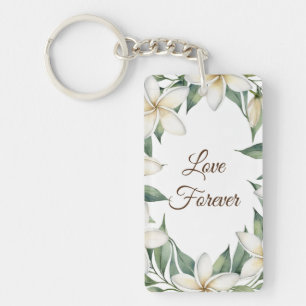 Personalised Plumeria, Love Forever Key Ring